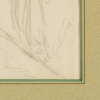 CARL SPITZWEG, blyertsteckningar, 5 st, stämpelsignerade, en signerad.