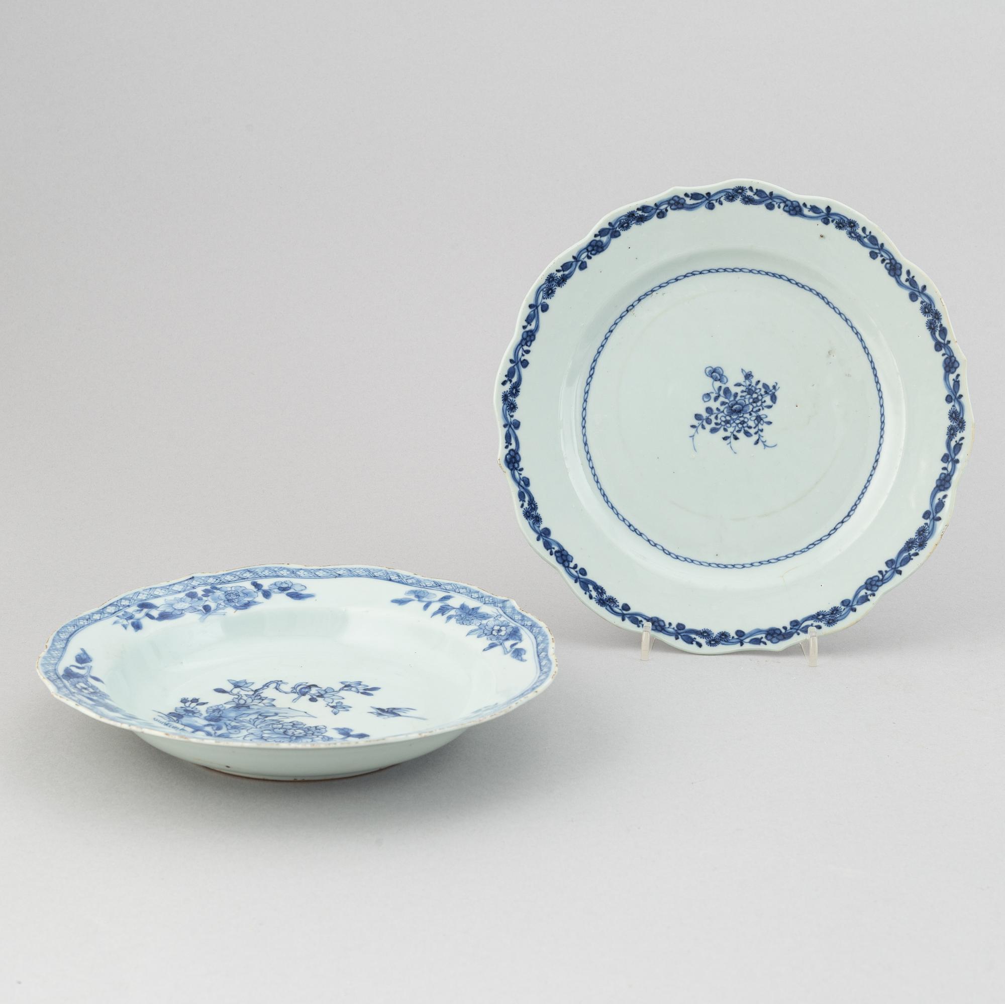 Porslinsföremål, 7 delar, kompaniporslin. Qingdynastin, Qianlong (1736-95).