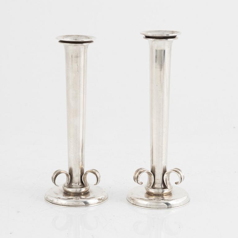 Mogens Bjørn-Andersen, a pair of sterling silver vases, Birkenrød, Denmark.