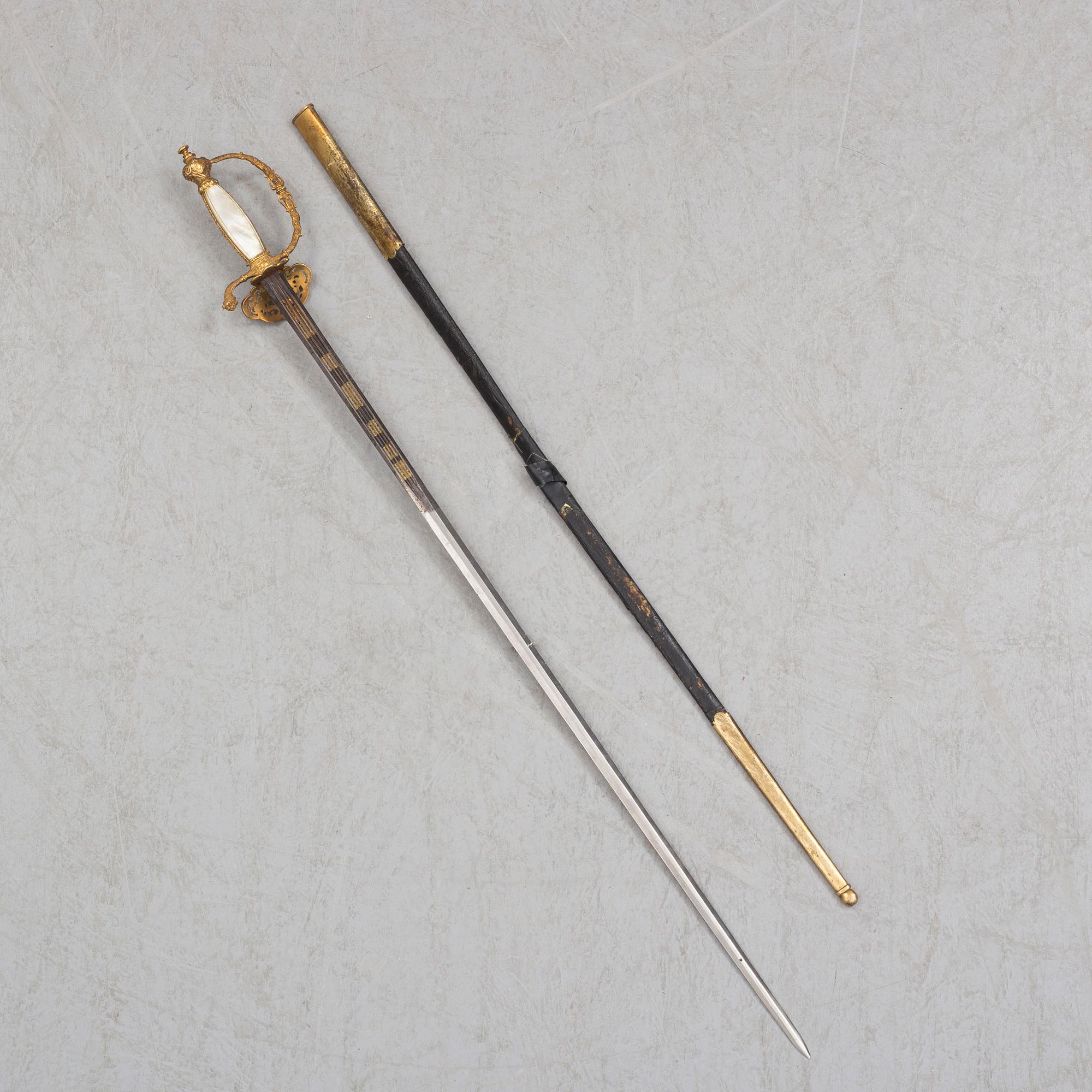 A small sword from the United Kingdoms of Sweden and Norway, second half of the 19th century.