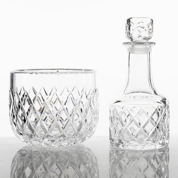 Gunnar Cyrén, a 'Sofiero' glass bowl and a decanter, Orrefors,