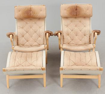 FÅTÖLJ och FOTPALL, ett par, "Pernilla", Bruno Mathsson för DUX.