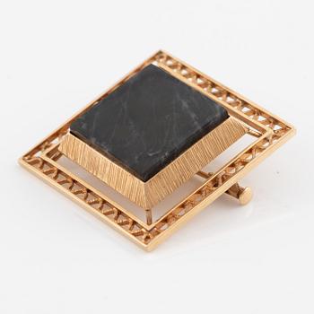 Brosch, 14K guld med spektrolit, Finland.