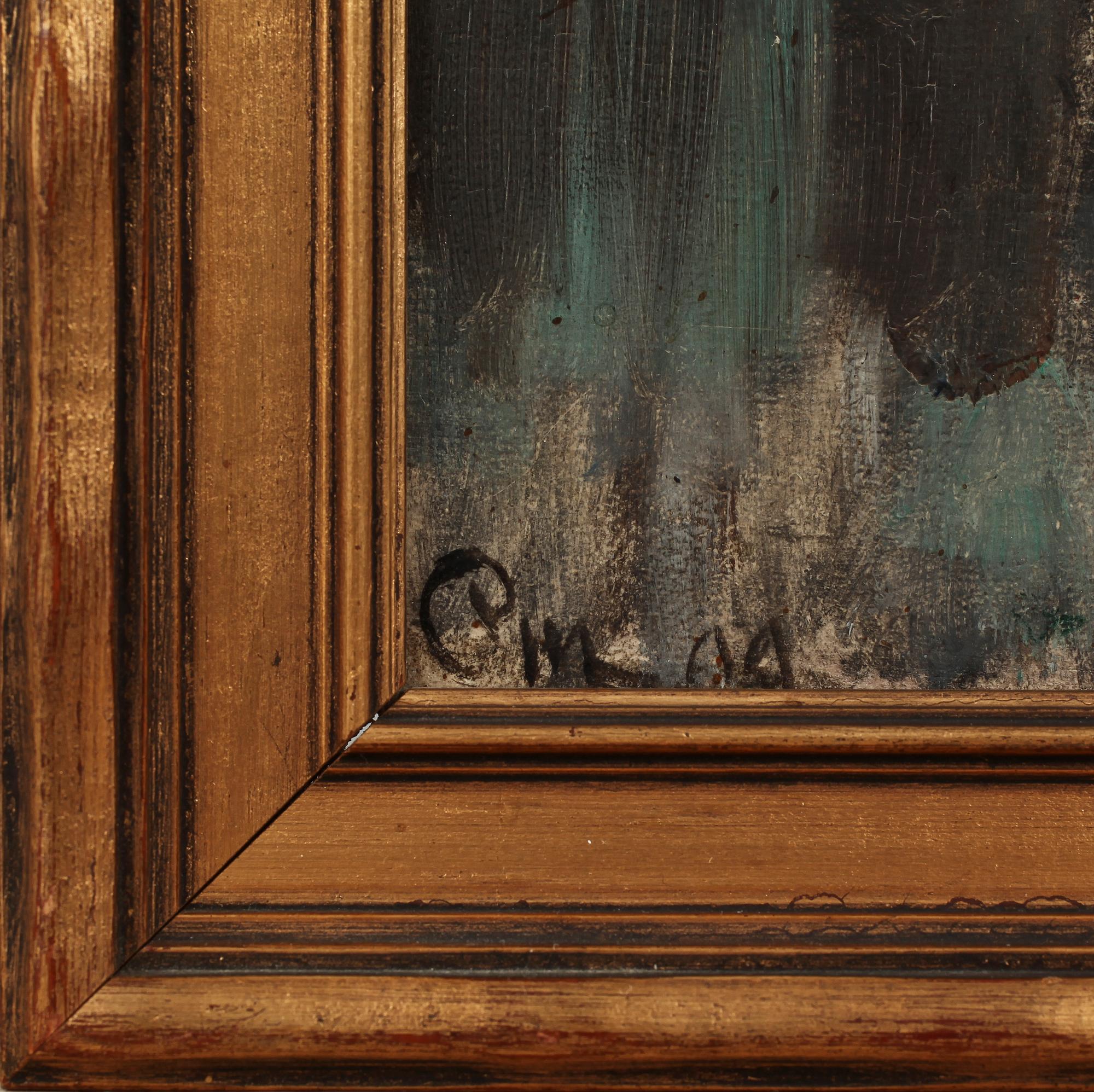 GUSTAF CEDERSTRÖM, olja på pannå, monogramsign o dat -09.