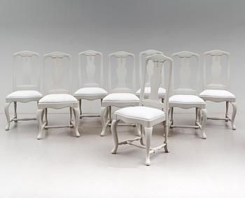 STOLAR, 8 st, senbarockstil, 1900-talets andra hälft.