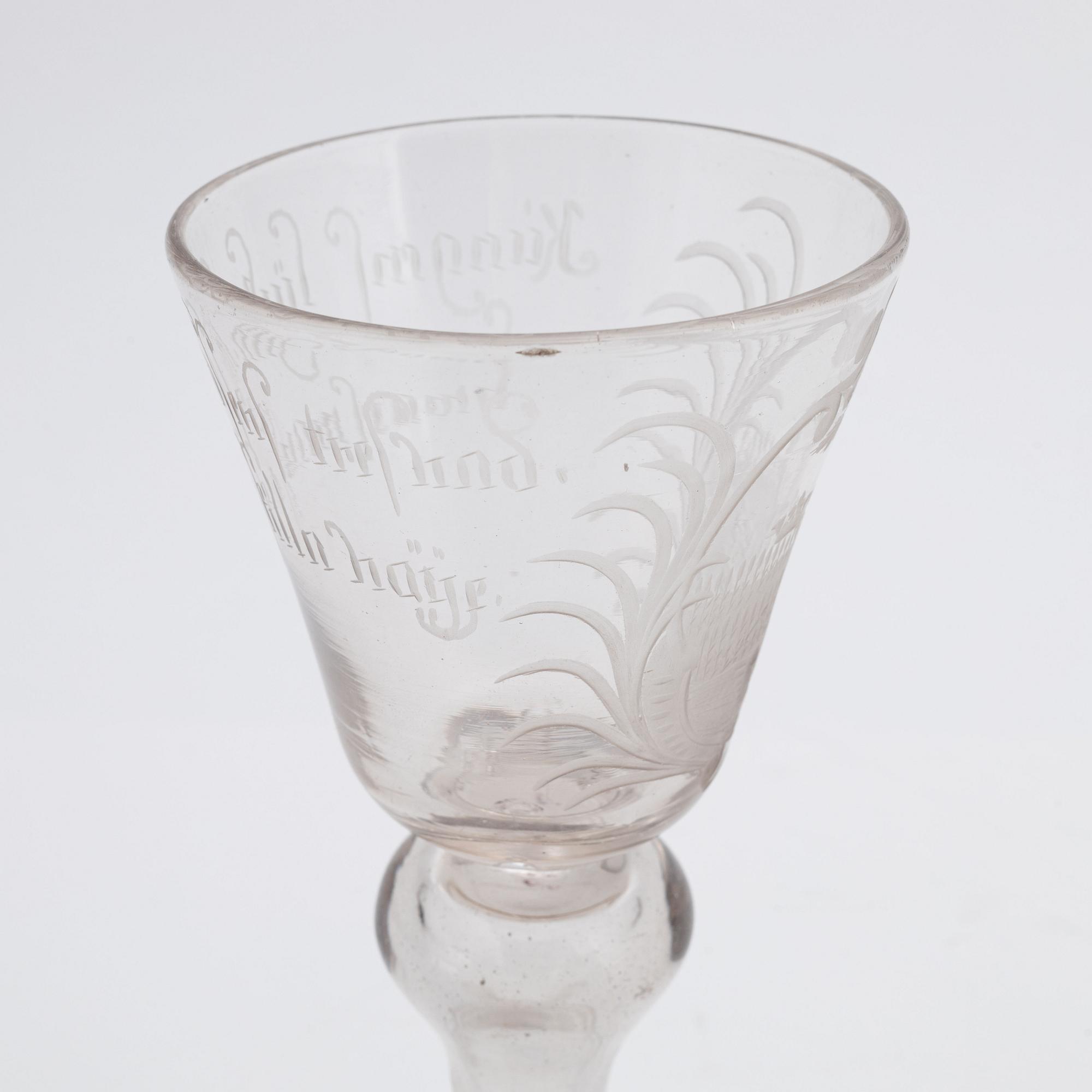 An 18th Century presumably German wine glass.