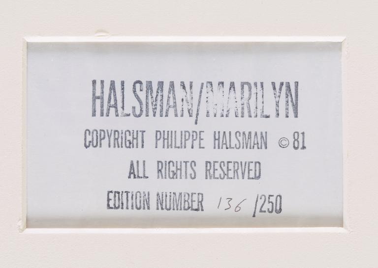 PHILIPPE HALSMAN, gelatin silver print with copyright stamp on verso, dated 1981 and numbered 136/250 on verso.