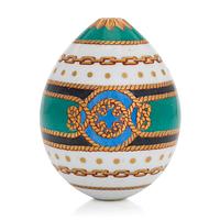 Pääsiäismuna, posliinia, osa Derzhava-astiastoa, Keisarillinen posliinitehdas Pietari, 1800-luvun loppu.