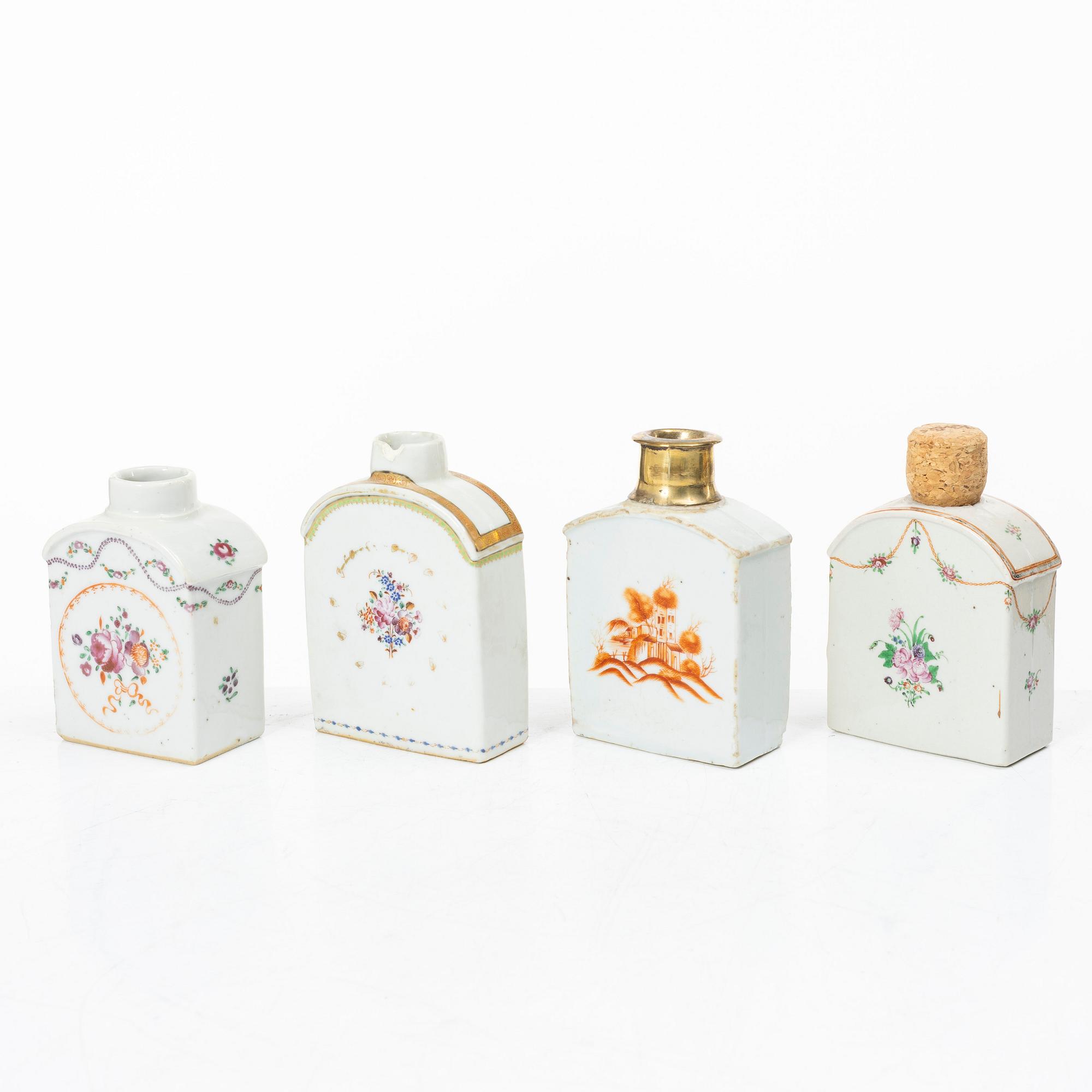 Four porcelain tea caddies, China, Qianlong (1736-95).