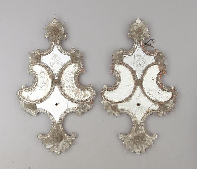 SPEGELLAMPETTER, 1 par, venetiansk stil, 1800-/1900-tal.