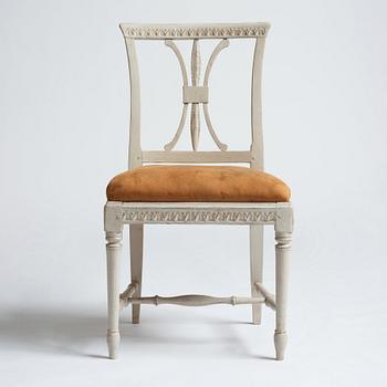 A set of eight Late gustavian chairs from Gotland around year 1800.