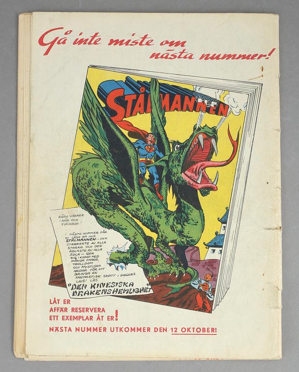 SERIETIDNING, Stålmannen, nr 1, sept-okt. 1949.