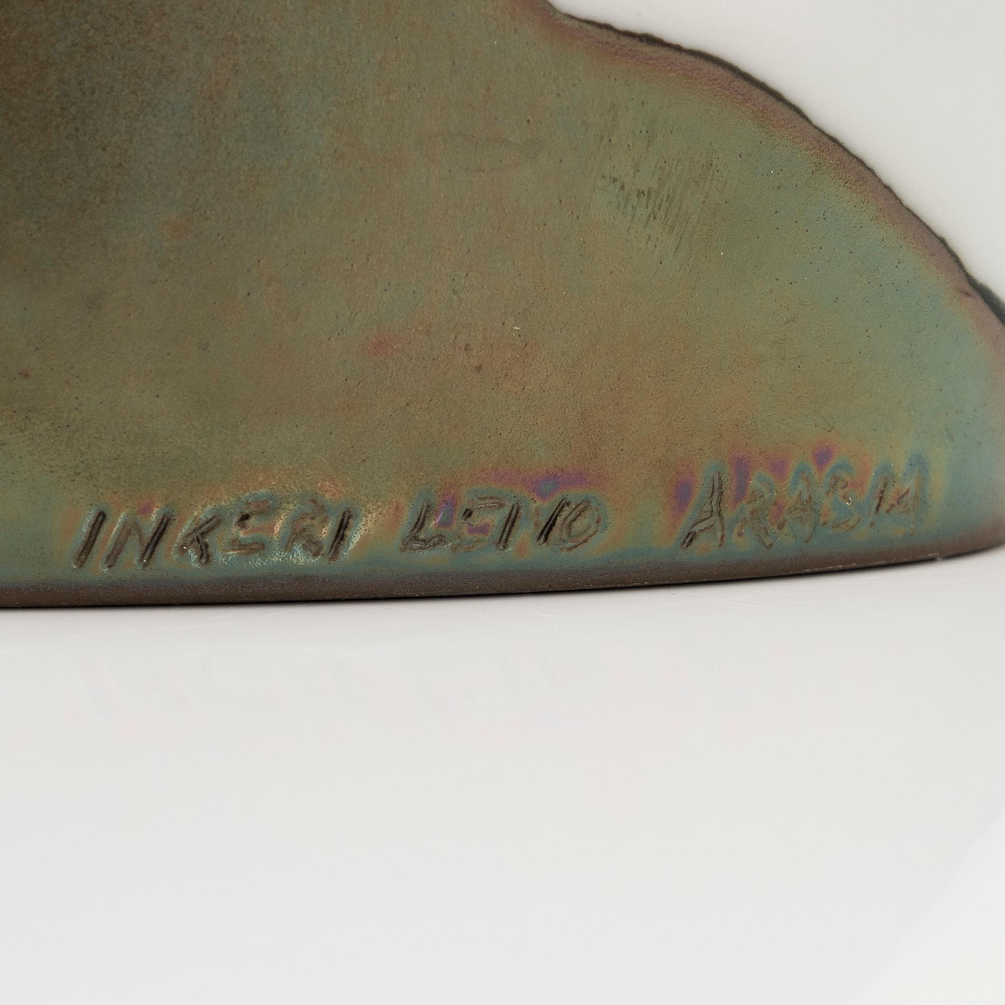 Inkeri Leivo, flaska med propp, porslin, signerad Inkeri Leivo Arabia.