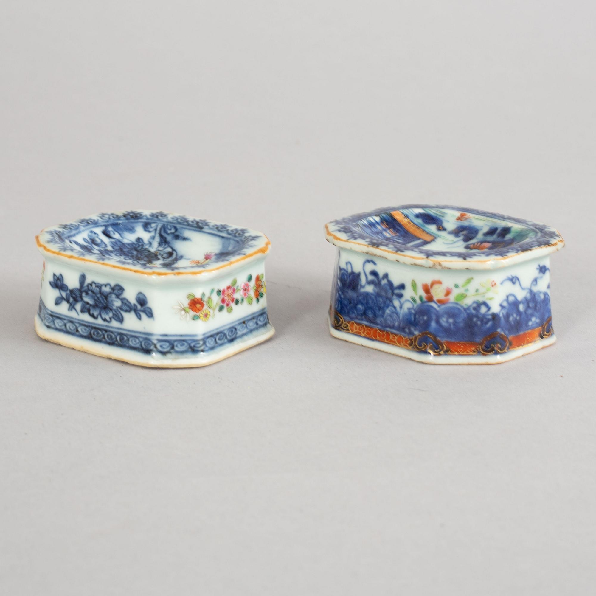Saltkar, två stycken, olika. Qingdynastin, Qianlong (1736-95).