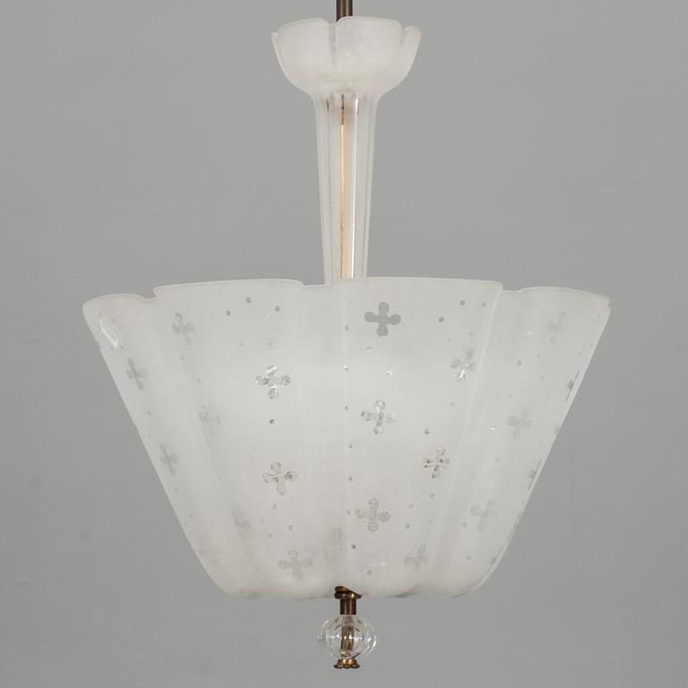 TAKLAMPA, Orrefors, 1900-tal.