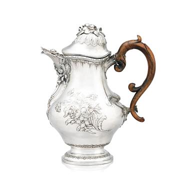 194. A Swedish 18th Century Rococo silver coffee-pot, marks of Petter Eneroth, Stockholm 1775.