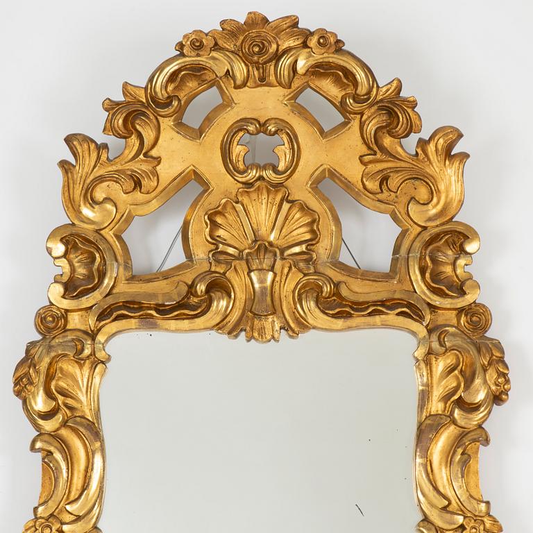 A Rococo style mirror, 19th Century.