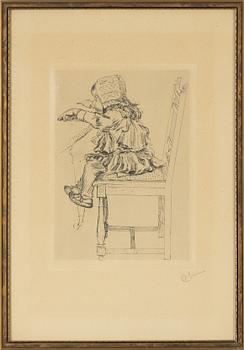 Carl Larsson, etching, 1894, signed in pencil.