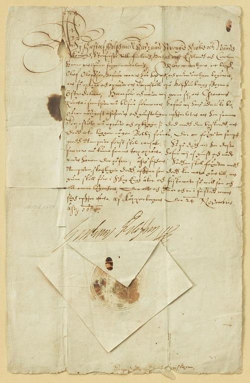 Document. With royal signature. Gustav II Adolf.