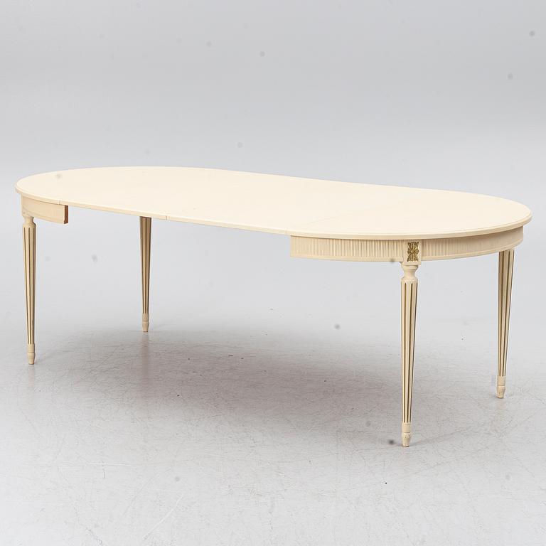 A dining group, 9 pieces, Gustavian style, second half of the 20th century.