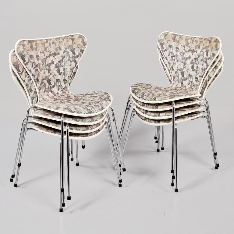 STOLAR, 8 st, "Sjuan", Arne Jacobsen, Fritz Hansen, Danmark, 1990.