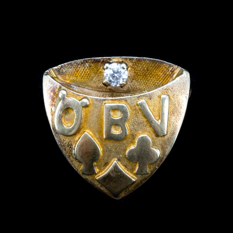 BROSCH, 18 k guld med briljantslipad diamant ca 0,10 ct. Vikt ca 2,5 g.