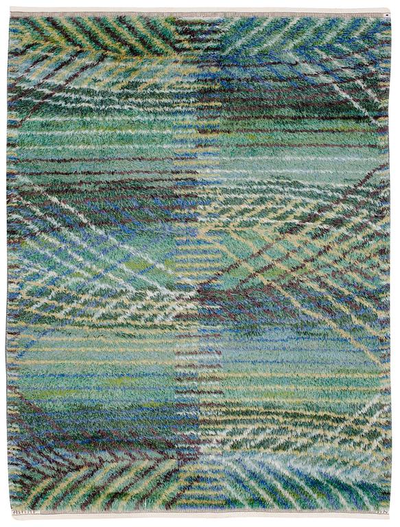 RUG. "Marina grön". Rya. 211,5 x 157 cm. Signed AB MMF BN (AB Märta Måås-Fjetterström, Barbro Nilsson).