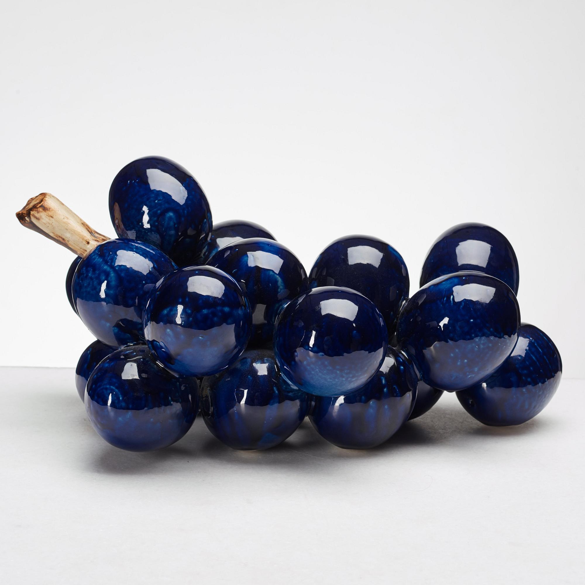 Kjell Janson, a glazed stoneware sculpture of a bunch of grapes, Mora, Sweden.