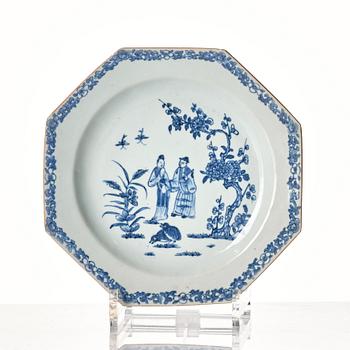 Tallrikar, åtta stycken, kompaniporslin. Qingdynastin, Qianlong (1736-95).
