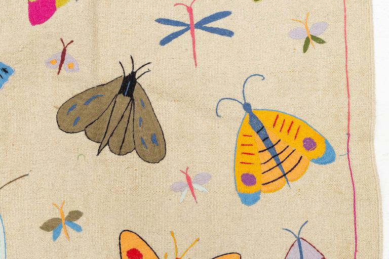 Rug, kelim, hand-embroidered, approx. 178 x 122 cm.