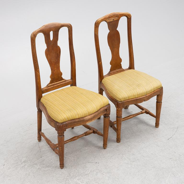 A matched set of eight chairs, 18th century.