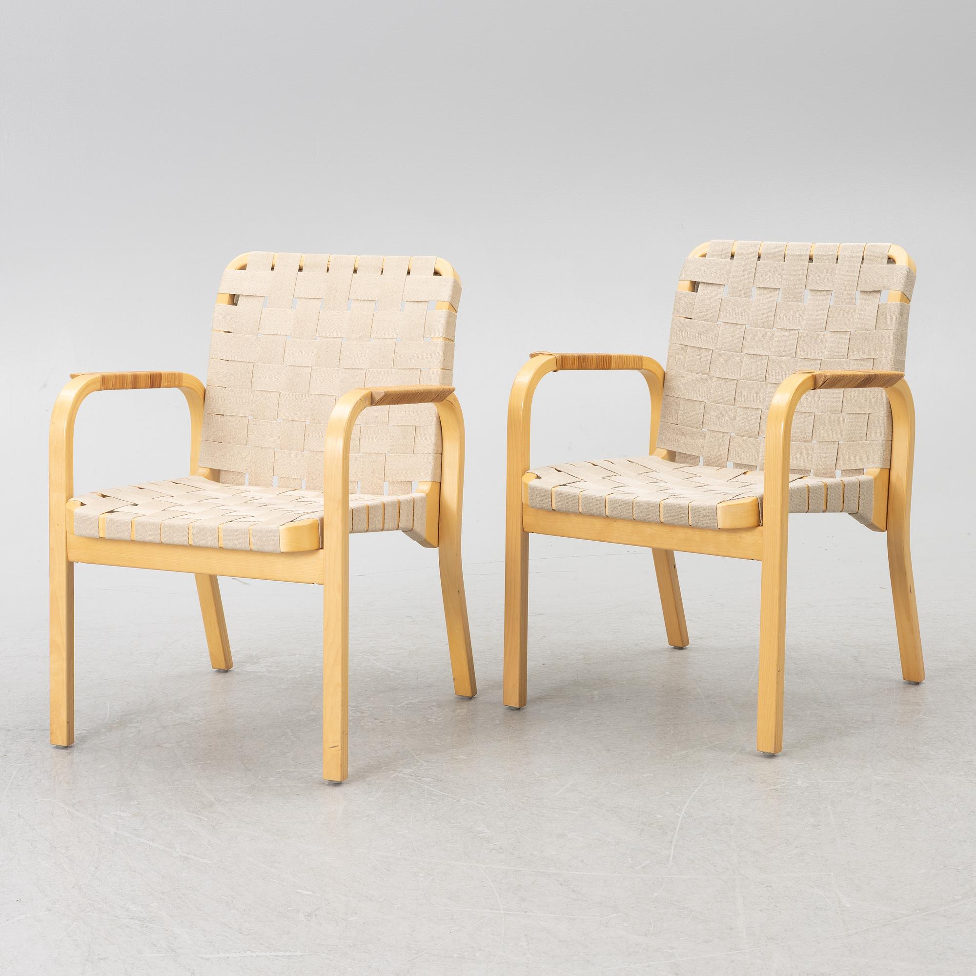 Alvar Aalto, Armchairs, a pair, model 45, Artek, Finland.
