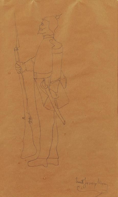 ERNST JOSEPHSON, teckning i blyerts. Sign.