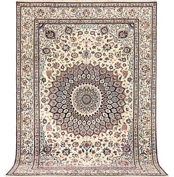 A part silk Nain carpet, 9LA, a. 344 x 245 cm.