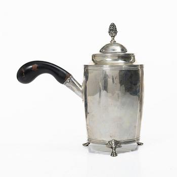 Andreas Isberg, choklad-/kaffekanna, silver, empire, Skänninge 1816.