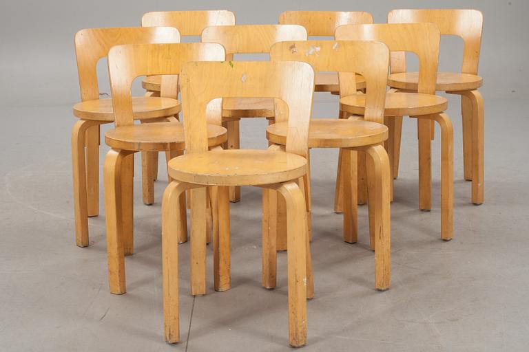 STOLAR, 9 st, modell 66, Alvar Aalto, Artek, 1900-talets andra hälft.