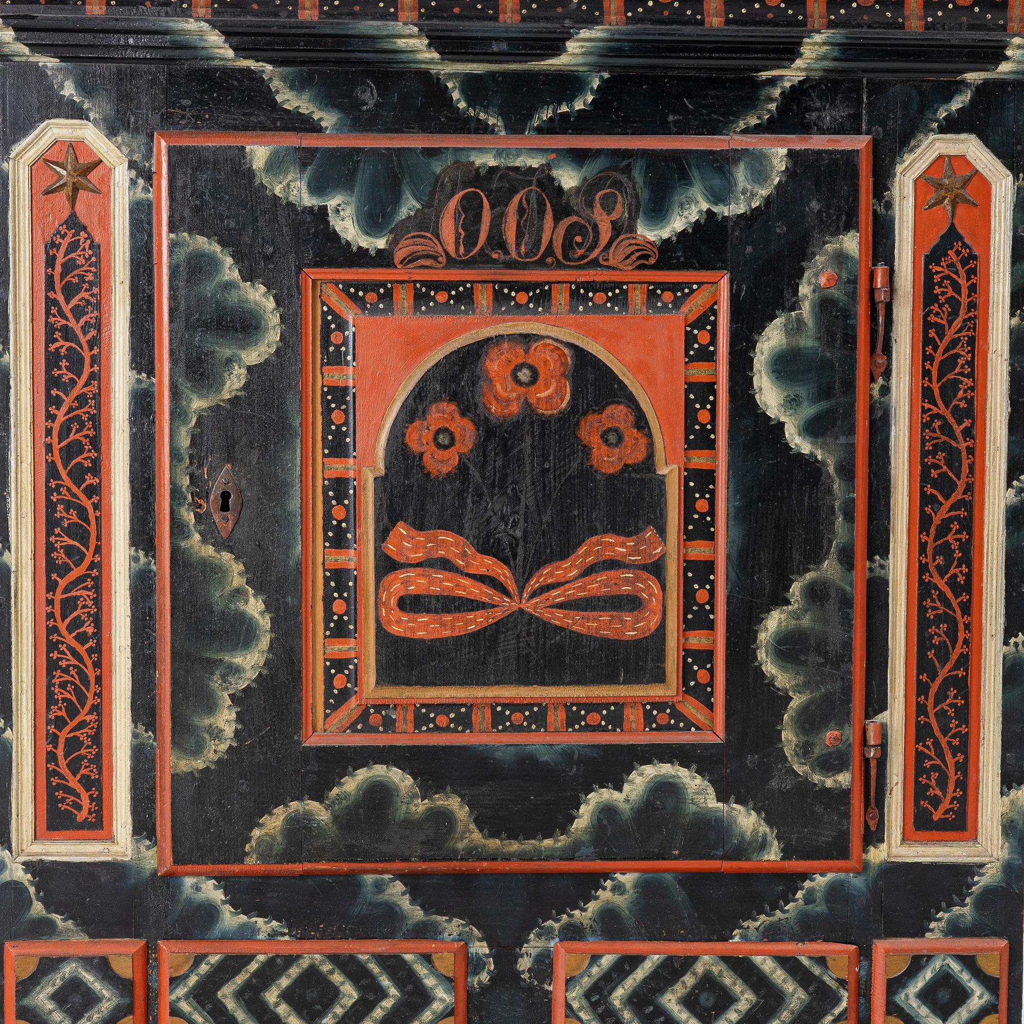 Hängskåp, allmoge, Järvsö, Hälsingland. Omkring 1795-1800.