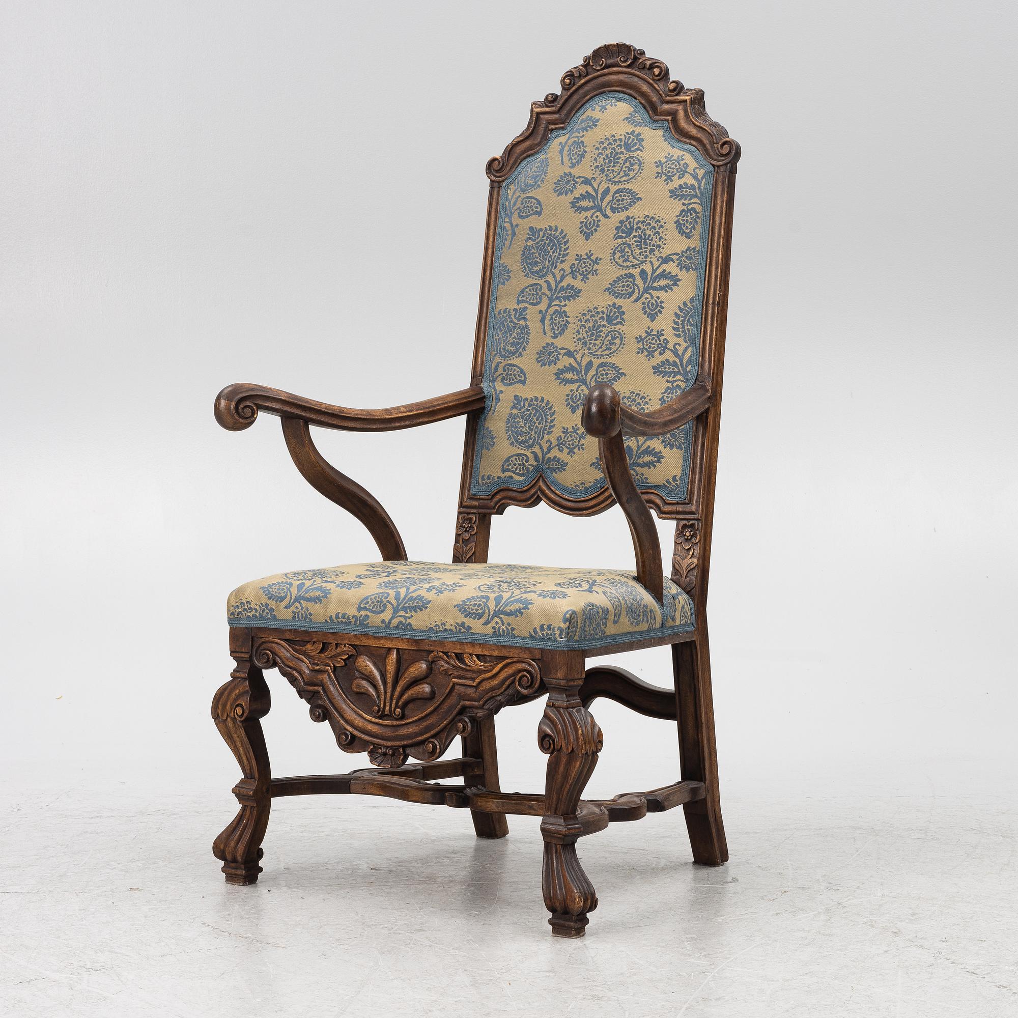 A Swedish late Baroque armchair, first part 18th century.