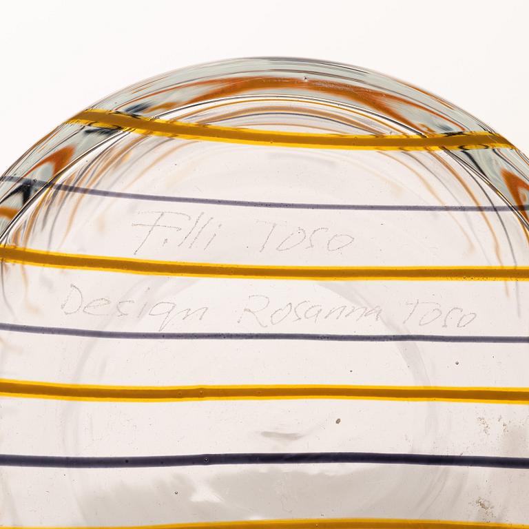 Rosanna Tose, a glass vase and bowl, Fratelli Toso, Italy, second half of the 20th century.