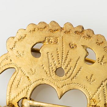 Costume jewellery, 3 pieces, gilded silver.