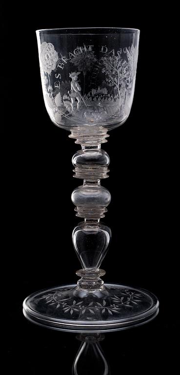 POKALGLAS. Tyskland, 1700-talets första hälft.