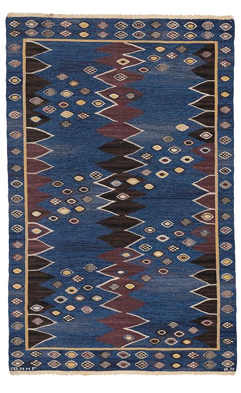 Barbro Nilsson, MATTA, "Snäckorna", gobelängteknik, ca 222 x 140,5-142,5 cm, signerad AB MMF BN.
