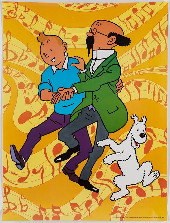 Four 1970 Tintin posters.