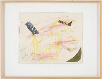 Eddie Figge · EDDIE FIGGE, collage, krita/folie, "Rymdskrot", signerad och daterad 1970.