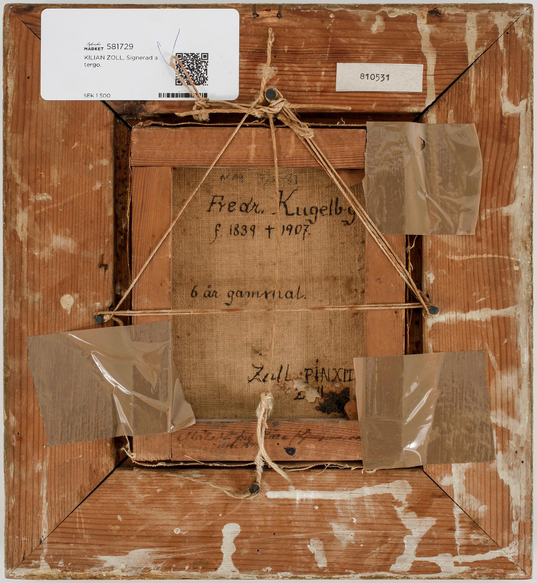 KILIAN ZOLL, Signerad a tergo.