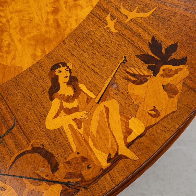 Soffbord, troligen Birger Ekman, Mjölby Intarsia, 1940-tal.