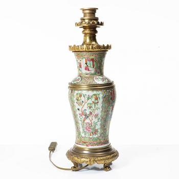 A famille rose Canton vase/table lamp, Qing dynasty, 19th century.