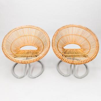 A pair of 'Rondo' rattan easy chairs from Göte-Möbler AB, 1960's.