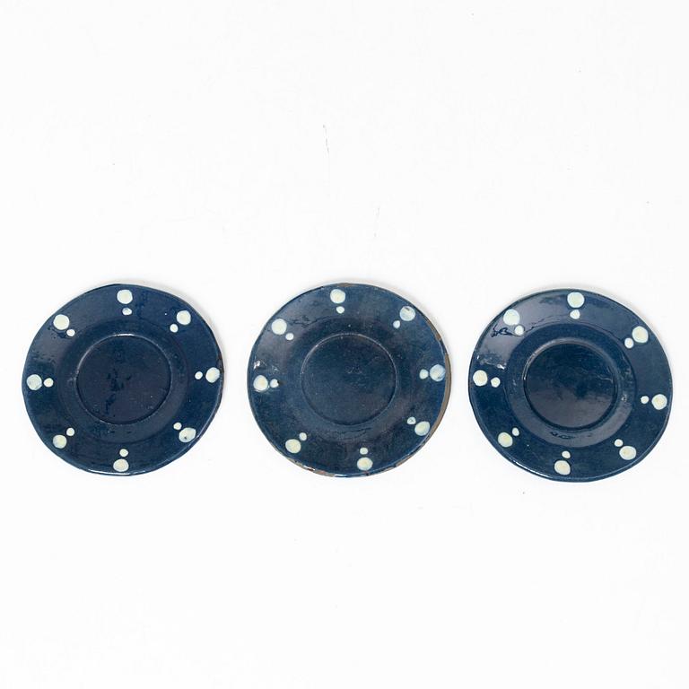 Alfred William Finch, äggkoppar, 10 st samt fat, 3, st, Iris, Finland, omkring år 1900.