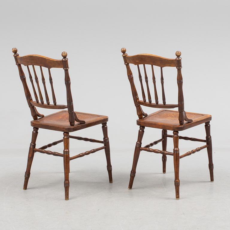 A pair of early 20th century, Jugend chairs.